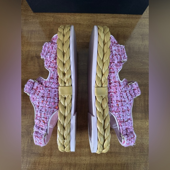 Authentic Chanel Pink Tweed Dad Sandals size 36.5 - Picture 4 of 16